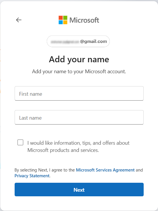 Add your first and last name