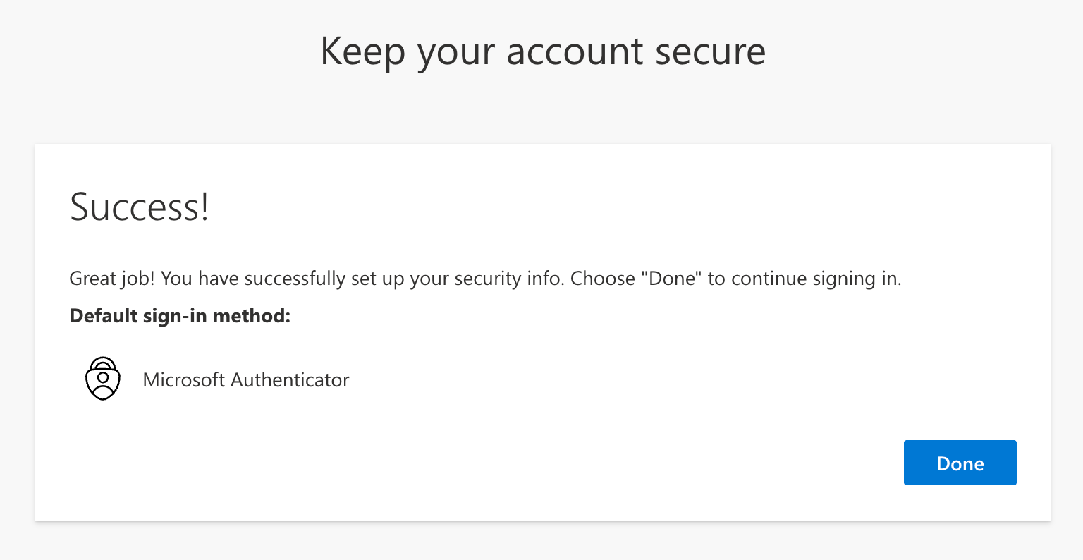 Successfully set up Multi-Factor Authentication