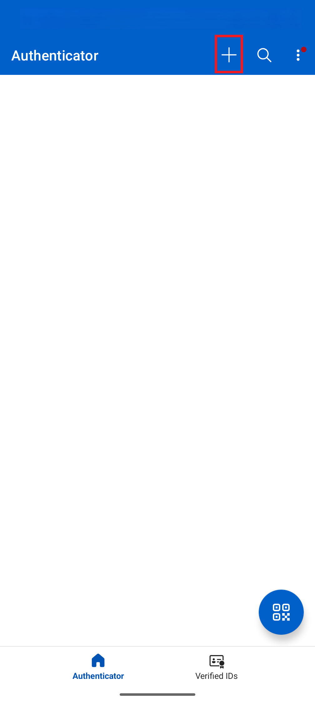 Click + button to add an account