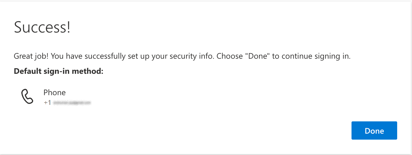 Successfully set up Multi-Factor Authentication