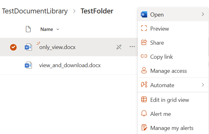 No download option in SharePoint Online